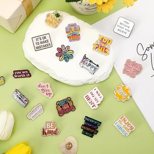 SANNIX 60Pcs Motivational Enamel Pins, Inspirational Lapel Pins Brooches | for Backpack Hats Jewelry Accessories, Inspirational Gifts for Men Women thumbnail 3