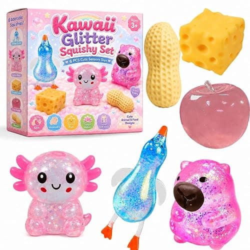6 Pack Squishy Sugar Cheese Rising Slow Toys Crunchy Rise Set Box Food Sand Foam Cute Filled Shaped Stress Relief of Mini Animals Ball Bulk Swaps Duck Apple Peanut - Image 1