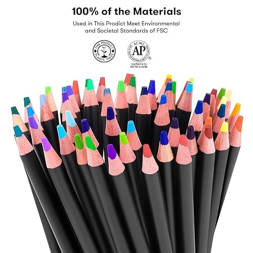 Soucolor 180-Color Artist Colored Pencils Set for Adult Coloring Books, Soft Core, Professional Numbered Art Drawing Pencils for Sketching Shading Blending Crafting, Gift Tin Box for Beginners Kids thumbnail 5