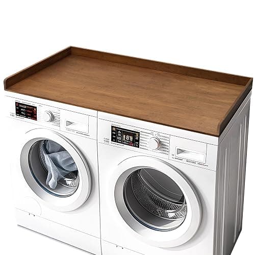 Gashell Washer Dryer Countertop, 27.5" x 54" Bamboo Washer and Dryer Countertop for Laundry Room Organization(Retro Brown) - Image 1
