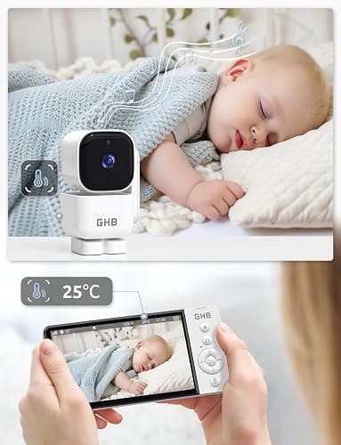 GHB Babyphone Camera Bebe Surveillance 5" LCD Rotation de 350° Baby Phone 2,4 GHz VOX Mode Capteur de Température Communication Bidirectionnelle 8 Berceuses Vision Nocturne sans WiFi thumbnail 6