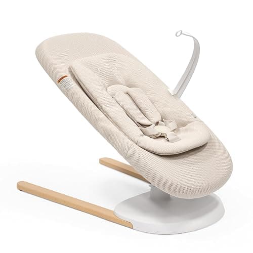 Stokke Yoga Baby Bouncer & Swing, Light Sand - Dual Movement to Soothe & Stimulate Babies Up to 20 lbs - Includes Newborn Cushion for Head Support - Three Adjustable Positions - Image 1