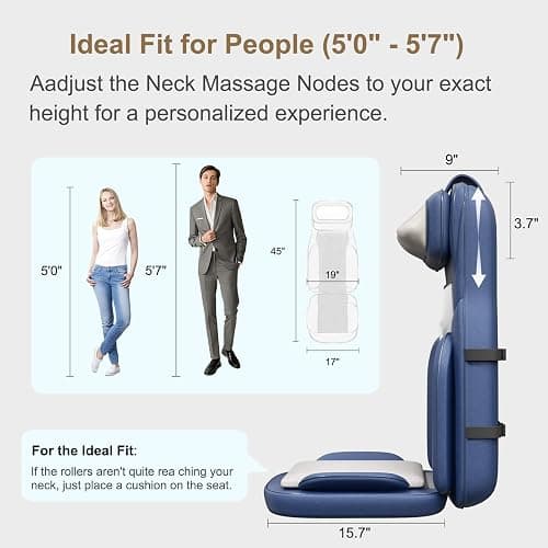 Rainwolf Shiatsu Neck and Back Massage Cushion with Heat - 4D Deep Tissue Kneading Full-Back Massager for Relief Fatigue, Adjustable Intensity & Height, for Office Chair & Home thumbnail 5