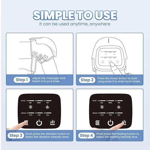 ZHIXJIA Knee Massager with Heat, 3-in-1 Smart Portable, 3 Vibration Modes and 3 Heating Levels LED Vitality Joints Knee Massager, Gift for Men and Women, White thumbnail 7