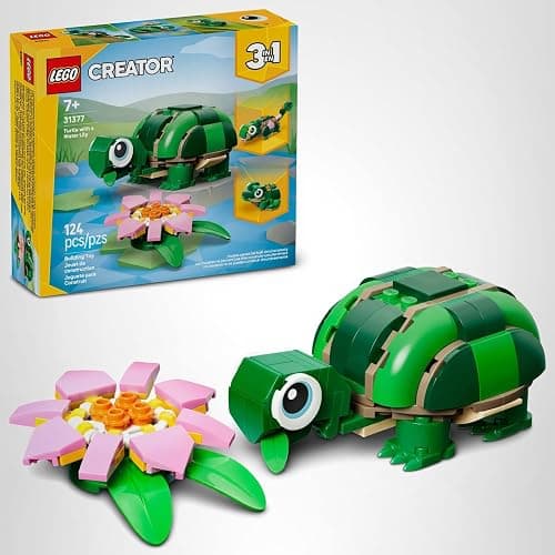LEGO Creator 3 in 1 Turtle with a Water Lily Flower Building Toy for Girls & Boys - Kids Build a Chameleon, Frog, or Turtle Toy Figure - Gift Idea for Animal Lovers, Ages 7+ - 31377 thumbnail 7