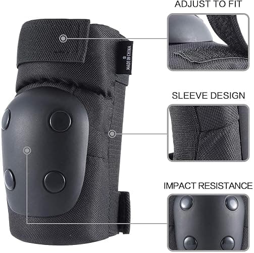 Adult/Child Knee Pads Elbow Pads Wrist Guards 3 in 1 Protective Gear Set for Skateboarding Inline Roller Biking Roller Skating Cycling Outdoor Sports Black M thumbnail 3
