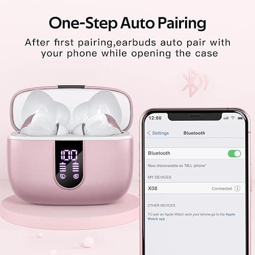 TAGRY Bluetooth Headphones True Wireless Earbuds 60H Playback LED Power Display Earphones with Wireless Charging Case IPX5 Waterproof in-Ear Ear buds with Mic for TV Smart Phone Laptop Computer Sports thumbnail 5