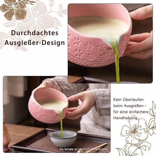 Buucup Matcha Whisk Set, Ceramic Matcha Kit with Bowl & Tools, Pink | 7-piece set includes ceramic bowl, bamboo whisk, scoop, holder, rest, sifter and tea towel for easy matcha making at home. thumbnail 7