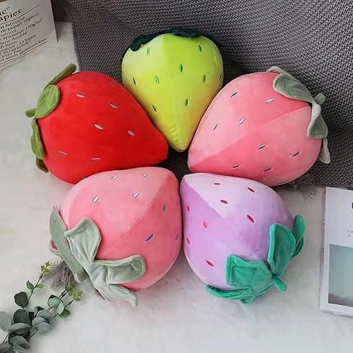 Cute Fruit Kids Pillow Stuffed Strawberry Plush Pillows Super Soft Girls Pillows Cushion Seat for Kids Toys (Pink,7.8"/20cm) thumbnail 5