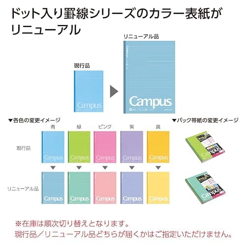 KOKUYO Campus Notebook, Dot B 6mm Ruled, Semi-B5, 30 Sheets, 35 Lines, Pack of 5, 5 Colors (NO-3CBTNX5) thumbnail 4