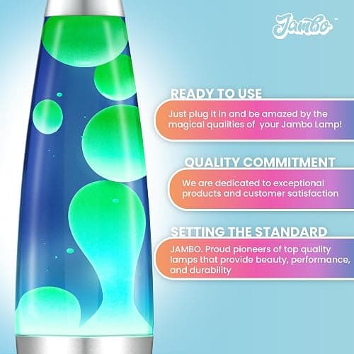 JAMBO 16" Beautiful Lamp- Blue with Yellow/Green Wax, Relaxing Liquid Light, Night Light Nightlight, Home Decor Living Room Office Bedroom Lamp for Adults Teens Kids, Magma Motion thumbnail 3