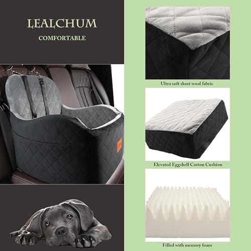 Lealchum Dog Booster Car Seat for Small/Medium Dogs,Soft Puppy Portable Car Seat with Elevated Cushion,Fits in Front/Back Seat,Fully Detachable and Washable,Easy to Install (Pink, Medium) thumbnail 4