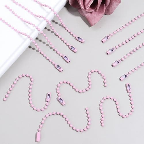 Lemonkey 200Pcs Ball Beads Chains Bulk Pink Keychains Ringss,4 Inch Dog Tag Small Chains with Connectors for Hanging Decoration thumbnail 6