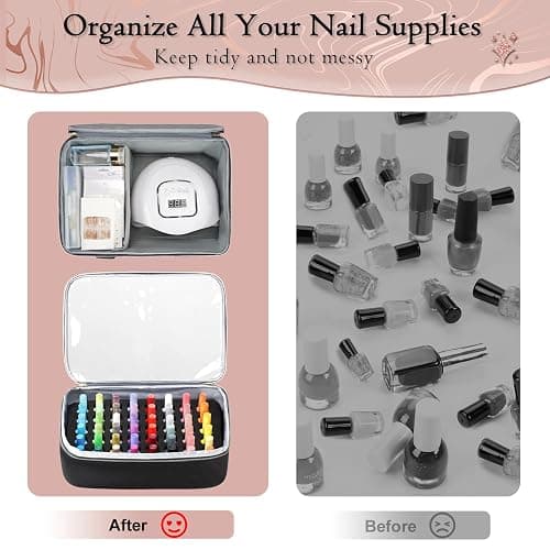 YOREPEK Extra Large Nail Polish Organizer Case Holds 96 to 100+ Bottles (15ml/0.5 fl.oz) UV lamp, Gel Polish Travel Case Bag with 2 Removable Pouches Fits Nail Suppiles, Manicurist Nail Tech Gifts thumbnail 7