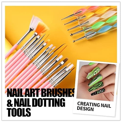 Teenitor Nail Art Kit with Nail Glitter, Nail Art Brushes & Nail Sticker for Gel Nails Art, Nail Gems Nail Accessories Tool for Teenage Girls, Nail Art Pens Nail Dotting Tool for Beginners thumbnail 2