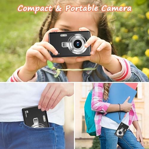 Digital Camera 1080P FHD 44MP with 2.4" LCD Screen,16X Digital Zoom, Compact Portable Vlogging Camera with 32gb SD Card for Kids Teen Students Beginner (Black) thumbnail 6
