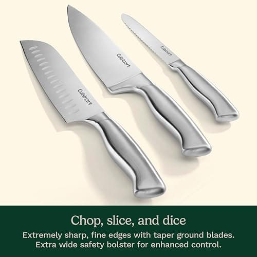 Cuisinart Stainless Steel Hollow Handle 15-Piece Cutlery Block Set, Kitchen Knife Set with Steel Blades for Precise Cutting, Durable Knives with Ergonomic Handles, C77SS-15PK thumbnail 4