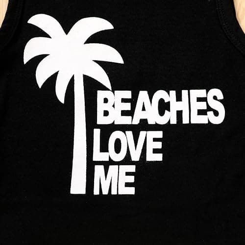 YOUNGER TREE Toddler Baby boy summer clothes Beaches Love Me Sleeveless Vest Tops+Shorts Kid Casual outfits - 6-12 Months - Green thumbnail 4