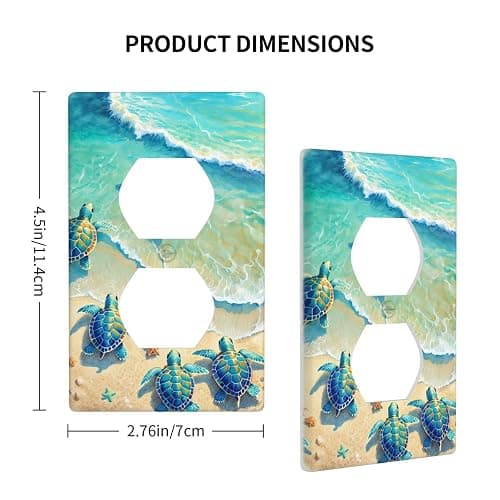 Beach Turtle Outlet Cover Wall Plate Electrical Outlets Switch Plate Decorative Faceplate for Bathroom Bedroom Kitchen Room Decor Wallplate 4.5 x 2.76 Inch thumbnail 2
