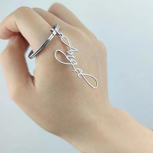 SHRDV Personalized Name Keychain Custom Stainless Steel Letters Pendant as Special Christmas Gift for Women Girls - Gold thumbnail 4