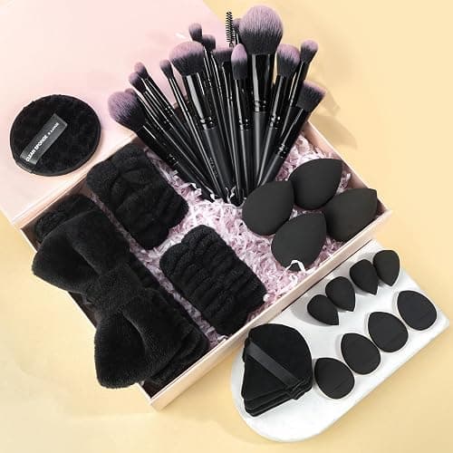 MAANGE Makeup Brush Set 38 Pcs Premium Synthetic Makeup Brushes For Foundation Powder Concealers Blush Eye shadows Make up Brushes Kits - Black thumbnail 2