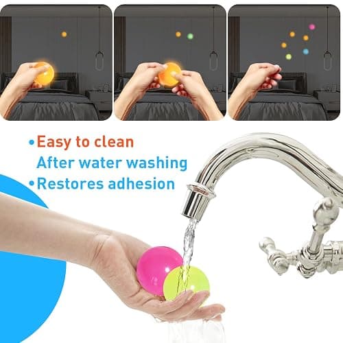 4 Pcs Sticky Balls Ceiling Glow in The Dark Fidget Toys, Night Stress Balls for Adults Fluorescent Sticky Wall Balls, Luminous Balls Jumping Fun Decompression for Kids thumbnail 5