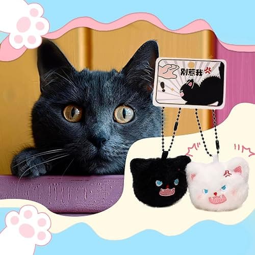 WXCATIM Kawaii Keychain 2ps Cute Plush Keychain Backpack Accessories Kawaii Keychains Stuffed Animal Cat Gifts For Cat Lovers Black Cats Gifts for Backpacks Handbag Bag Wallet for Women Friends thumbnail 3