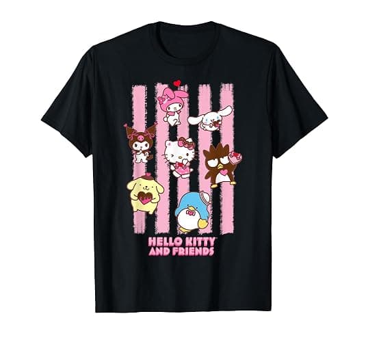 Hello Kitty and Friends My Melody Cinnamoroll Kuromi Stripes T-Shirt - Image 1