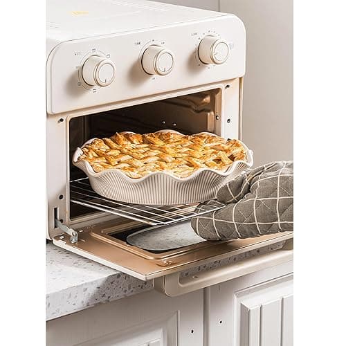 MIKIGEY Ceramic Deep Pie Pan for Baking, 11 inch Porcelain Pie Dish for Apple Pie, Oven & Dishwasher Safe, Farmhouse Decor, 48 Ounce Deep Plate for Kitchen, Non-Stick Pie Pans, Off-White thumbnail 6