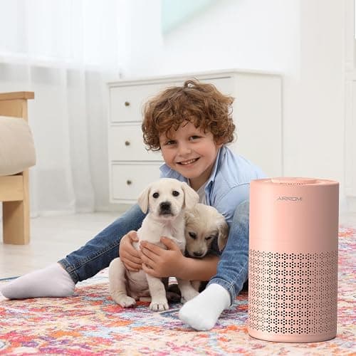 AIRROMI Air Purifier for Bedroom with HEPA 3-in-1 Filter, Pet Air Purifier for Home Cat Pee Smell, Covers Upto 990 Ft², Quiet 360°intake Air Cleaner for pet hair,allergies,Dust,Smoke A2001 Orange - Orange thumbnail 9