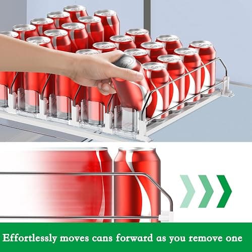 Drink Organizer for Fridge-White Automatic Pusher Glide,12oz 16oz 20oz-Soda Dispenser for Fridge-Holds up to 25 Cans thumbnail 4