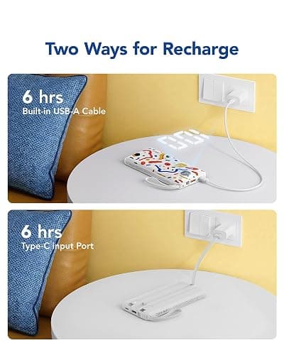 VRURC Portable Charger, Built-in Cables Power Bank 10000mAh | LED Display Slim USB C Battery Pack with 5 Output 2 Input for iPhone, Samsung, Android etc-White(1 pack) thumbnail 7