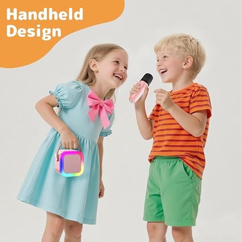 Fede Karaoke Machine for Kids Adults, Mini Karaoke Machine with 2 Wireless Microphones, Portable Bluetooth Speaker with Voice Changing Effects & LED Lights, Best Gifts Toys for Girls and Boys thumbnail 6