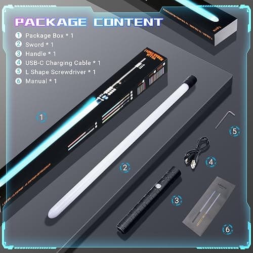 Dueling Metal Hilt 7 Colors Changeable FX Lightsaber, 3 Sound Fonts Black Series Light for Real Heavy Dueling for Star Wars Cosplay Party, Birthday Gift (77cm) thumbnail 6