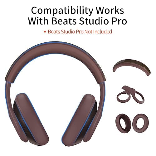 【3 in 1】 Silicone Case for Beats Studio Pro, Anti-Scratch Ear Pad Case Cover Shell Headband Accessories Soft Silicone Skin Protector for Beats Studio Pro (Brown) thumbnail 2