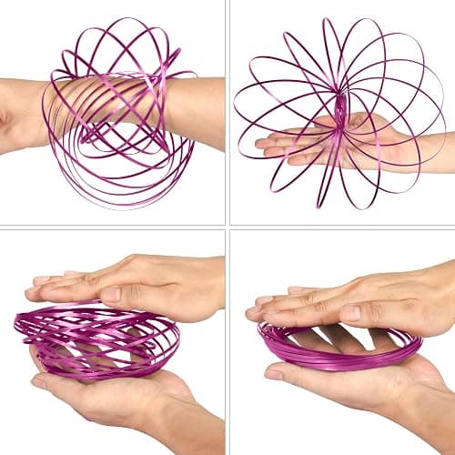 YOFOBU 6 Pack Rose Pink Flow Spinner Ring, Magic Spring Arm Flow Sculpture, Colored Kinetic Interactive Stress Relief Rings, Festival Accessories thumbnail 5
