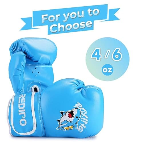 Redipo Kids Boxing Gloves, Youth Boxing Training Gloves for Kids 3-9 Year Boys and Girls, 4&6OZ Fighting Gloves, Punching Bag Kickboxing Thai Mitts MMA Training Sparring Gloves - Blue - 4OZ thumbnail 2