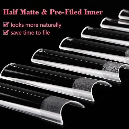 Lionvison Square Nail Tips NO C Curve, XL Clear Nail Tip for Acrylic Nails Professional, Long Nail Tips Straight Flat Pre Shaped Half Cover False Nails French Tips for Nail Salon Home DIY, 12 Sizes thumbnail 5