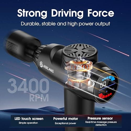 AERLANG Massage Gun with Heat and Cold,Deep Tissue Massage Gun, Back and Neck Massager for Pain Relief,Muscle Percussion Massager,Handheld Messager with 7Heads&Silent Birthday Gifts for him thumbnail 4