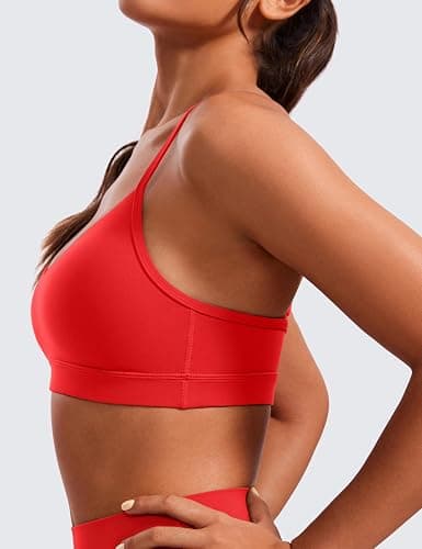 CRZ YOGA Butterluxe V-Neck Sports Bras for Women - Adjustable Thin Straps Padded Yoga Top Basic Wireless Camisole thumbnail 3