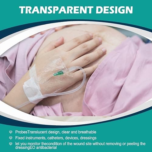 Transparent Film Dressing 4" x 4.75" Box of 30 - Waterproof Bandages for Swimming, Showering, Wounds, Post Surgical Shower or IV Shield, Tattoo Aftercare Bandage, Scar Therapy, Adhesive Patches thumbnail 5