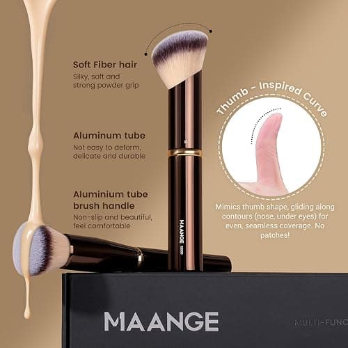 MAANGE Makeup Brushes 16Pcs Professional Foundation Powder Blush Contour Eyeshadows Double-End Makeup Brushes Set with Bag and Gift Box-CoffeeBrown thumbnail 6