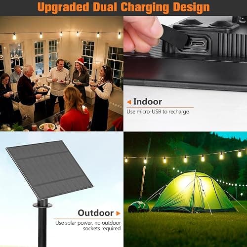 Solar Lights Outdoor String light patio deals 100FT with 32 Shatterproof, solar String Lights Outdoor Waterproof with Remote ST38 Vintage Edison Bulbs,Waterproof Hanging Lights for Outside Backyard - 100FT-32 Bulbs thumbnail 2