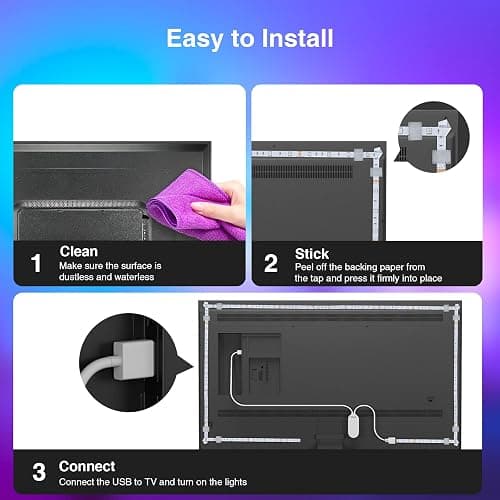 GHome Smart SL1 TV LED Backlight, Smart WiFi Strip Light Compatible with Alexa and Google Home, App Control, Music Sync 16 Million Rgb Red Green Blue 9.2Ft ST1-B thumbnail 8