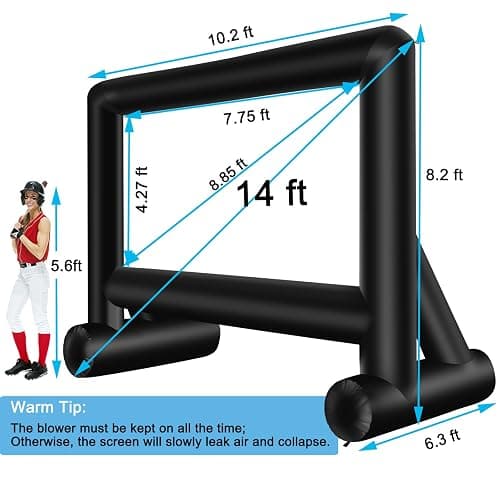 AZXRHWYGS 14 Feet Indoor and Outdoor Inflatable Blow up Mega Movie Projector Screen with Carry Bag for Front and Rear Projection thumbnail 7