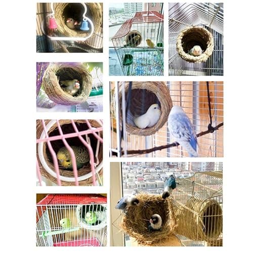 Bird Nest, Handwoven Straw Bird Nest for Myna Thrush Budgie Peony Finch Natural Hatching Breeding Cave House for Small Birds thumbnail 4