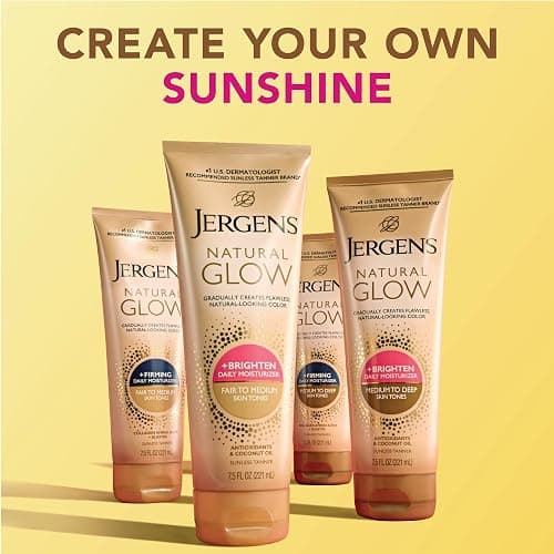 Jergens Natural Glow Self Tanner Body Lotion, Sunless Tanning, Fair to Medium Skin Tone, Daily Moisturizer with Coconut Oil, Vitamin E and Antioxidants, 7.5 Oz thumbnail 9