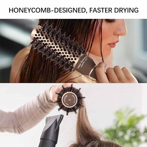 FIXBODY Hair Brush, Round Brush for Blow Drying, Curling, Styling, Nano Thermal Ceramic & Ionic Tech, Boar Bristle, 3.3 inch, 2 inch Barrel, for Women, Volume & Shine, Brown, Hair Brush for Thick Hair thumbnail 6