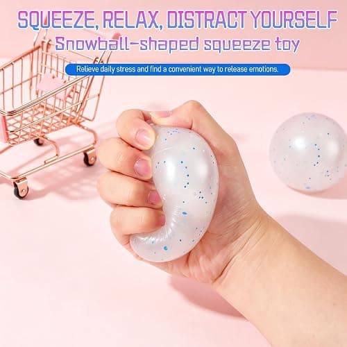 Snowball Stress Relief Squishy Toys, Squeeze Play Sensory Fidget Toys Anxiety Relief Slow Rise Portable Desk Toys, Birthday Gifts, Party Favors, Goodie Bag Fillers thumbnail 2