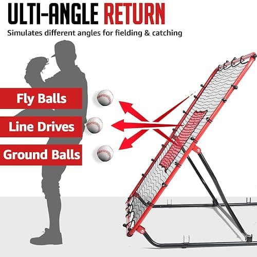Baseball Rebounder Net, 3/5 Adjustable Angles 4x4.5FT Pitch Back Baseball Softball Volleyball Rebounder with 2 Strike Zones, UV Resistant, Pitchback Trainer for Ground, Line Drive & Fly Balls thumbnail 4